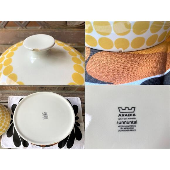 MCM ARABIA SUNNUNTAI Casserole Yellow Dot Made in Finland - Picture 3 of 4